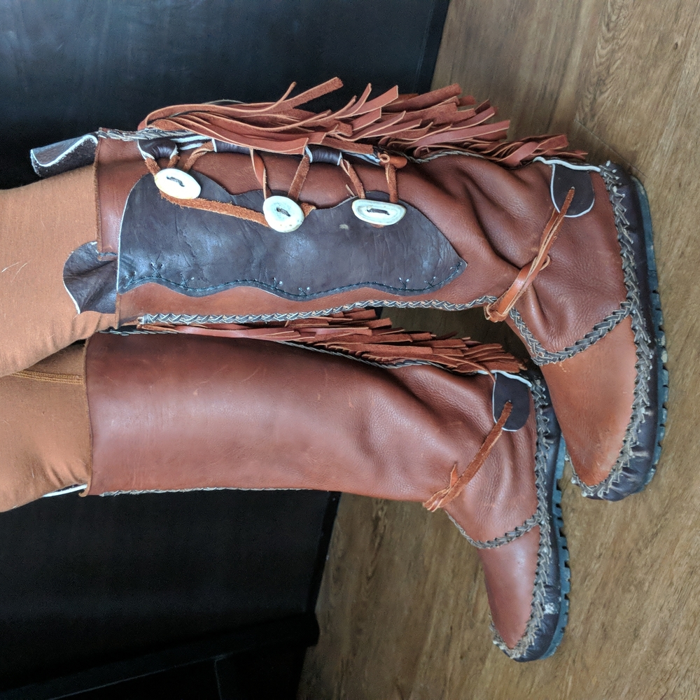 Handmade Leather Moccasins Sz 8